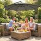10 ft Offset Patio Umbrella with Cover, Hanging Cantilever Umbrella with 360° Rotation, Crank Handle, Tilt Grayish Brown
