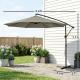 10 ft Offset Patio Umbrella with Cover, Hanging Cantilever Umbrella with 360° Rotation, Crank Handle, Tilt Grayish Brown