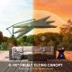10 ft Offset Patio Umbrella with Cover, Hanging Cantilever Umbrella with 360° Rotation, Crank Handle, Tilt Grayish Brown