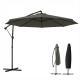 10 ft Offset Patio Umbrella with Cover, Hanging Cantilever Umbrella with 360° Rotation, Crank Handle, Tilt Grayish Brown
