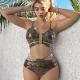 Womens European And American Sexy Bronzing High Waist Split Bikini