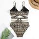 Womens European And American Sexy Bronzing High Waist Split Bikini