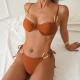 Solid Color Sexy Wrinkle Split Swimsuit Outfit