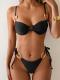 Solid Color Sexy Wrinkle Split Swimsuit Outfit