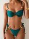 Solid Color Sexy Wrinkle Split Swimsuit Outfit