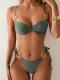 Solid Color Sexy Wrinkle Split Swimsuit Outfit