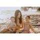 Childrens Swimwear Ins Explosion Models Girls Siamese  Striped Princess Wind Lace Swimsuit