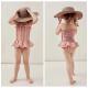 Childrens Swimwear Ins Explosion Models Girls Siamese  Striped Princess Wind Lace Swimsuit