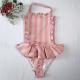 Childrens Swimwear Ins Explosion Models Girls Siamese  Striped Princess Wind Lace Swimsuit