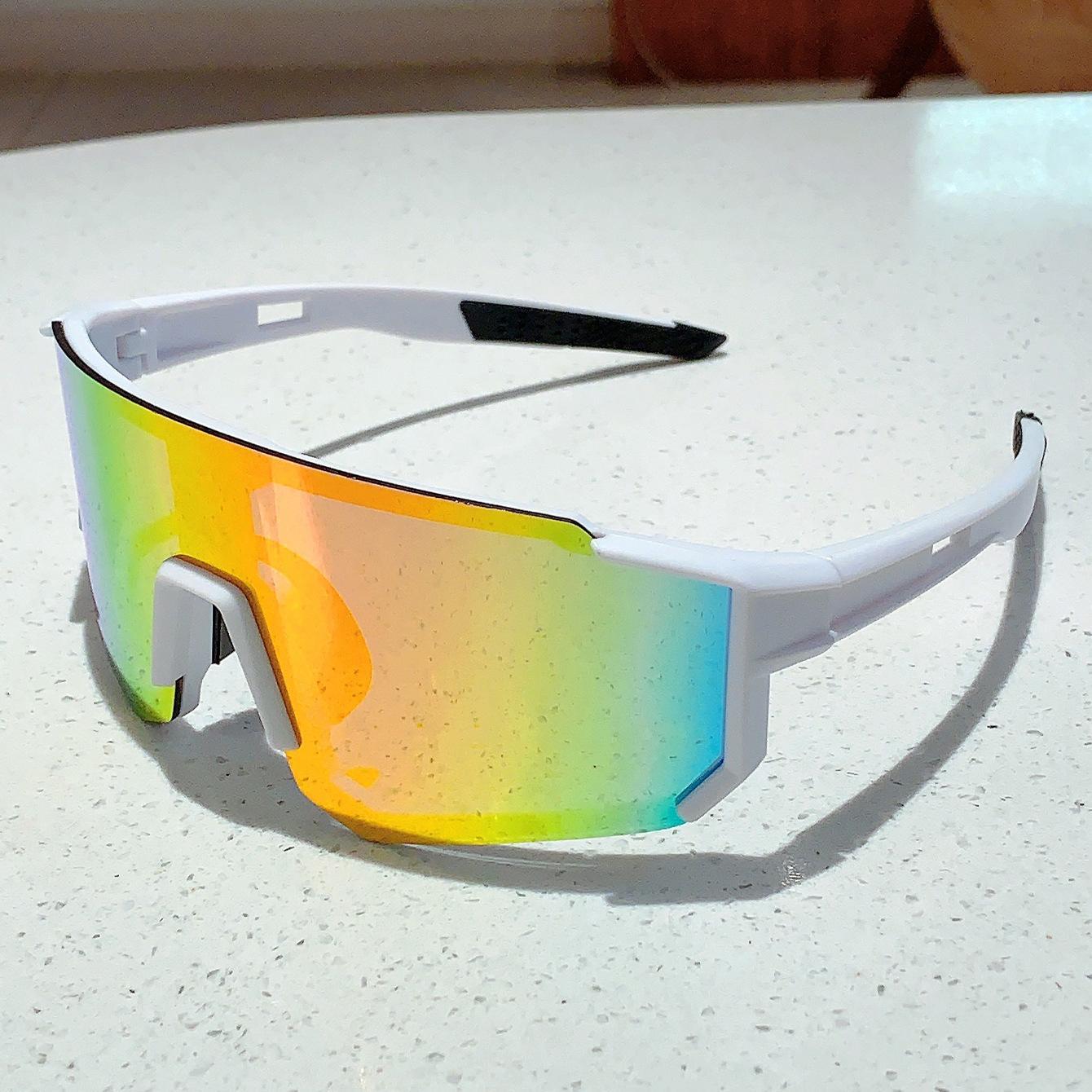 One-piece Large Frame Colorful Bicycle Riding Sun Glasses