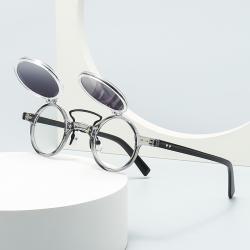 Sun Glasses Round Beige Frame