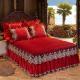 Korean Style Velvet Quilted Bed Skirt Solid Color European Style