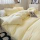 Four-piece Bed Set Solid Color Sanding Washed Cotton Duvet Cover